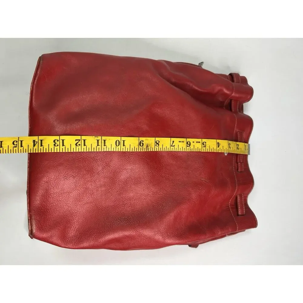 Vintage i Santi Drawstring Leather Bucket Purse Bag Red Made In Italy